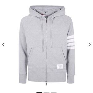 Thom Browne Gray 4 Bar ottoman zip hooded jacket with Stripes size 1
